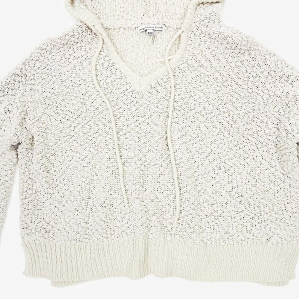 Young Fabulous & Broke Popcorn Knit Hoodie Sweater Size S Cream Clean Girl Comfy - Picture 9 of 14